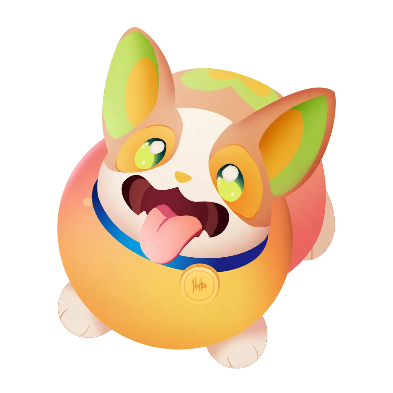 Happy corgi wagging its tail